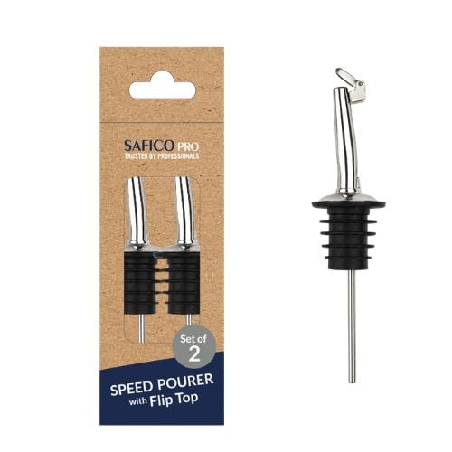 Safico Pro 18/8 Stainless Steel Speed Pourer W/Flip Top, 2Pcs Set