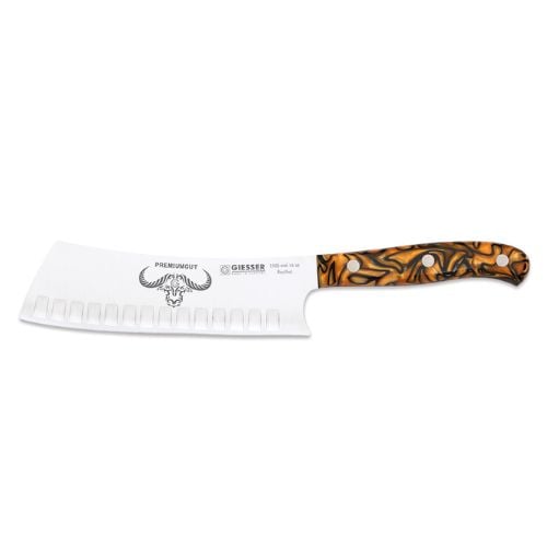 Giesser Premiumcut Yobocho No. 1 Knife 16cm With Scalloped Egde, Acrylic Handle, Spicy Orange