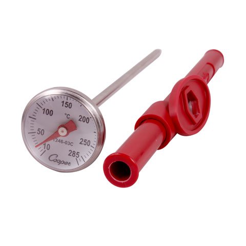 Cooper-Atkins® Pocket Test Thermometer, Bimetal 1" Dial 5" Stem With Antimicrobial Calibration Cover, 10° To 285°C