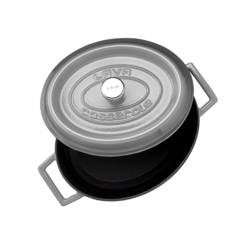 Lava Cast Iron Oval Casserole 21x25cm,Grey, Trendy