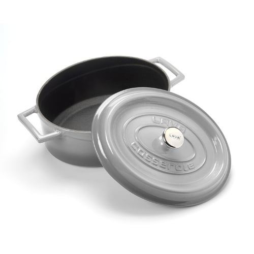 Lava Cast Iron Oval Casserole 21x25cm,Grey, Trendy