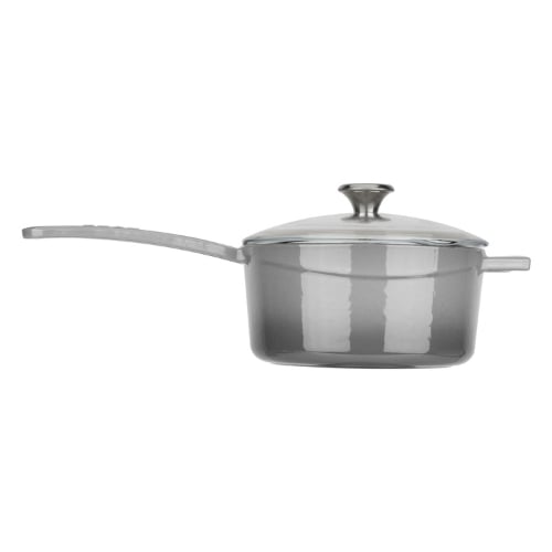 Lava Cast Iron Round Sauce Pan With Metal Handle Ø16cm Inner Cream, Grey