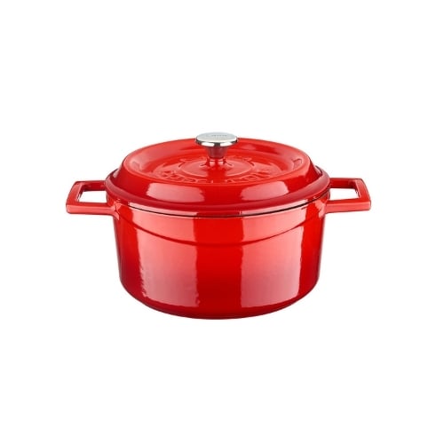 Lava Cast Iron Round Casserole Ø20cm Inner Cream, Red, Trendy