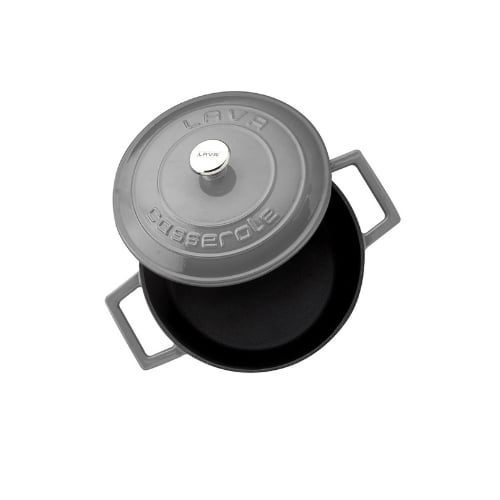 Lava Cast Iron Round Casserole Ø20cm,Grey, Folk