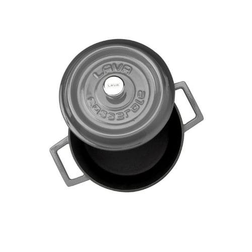 Lava Cast Iron Round Casserole Ø20cm,Grey, Trendy