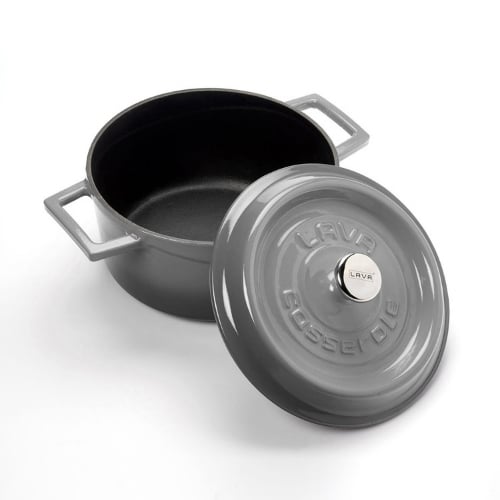 Lava Cast Iron Round Casserole Ø20cm,Grey, Trendy