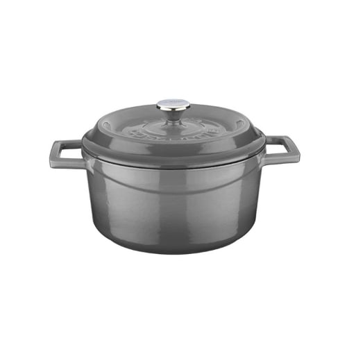 Lava Cast Iron Round Casserole Ø20cm,Grey, Trendy