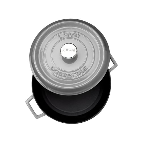 Lava Cast Iron Round Casserole Ø28cm,Grey, Trendy