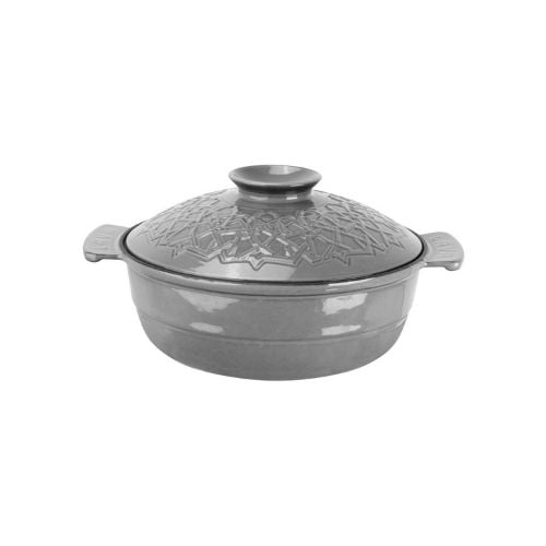 Lava Cast Iron Majolica Round Casserole Ø26cm,Grey, Anatolia Seljuk