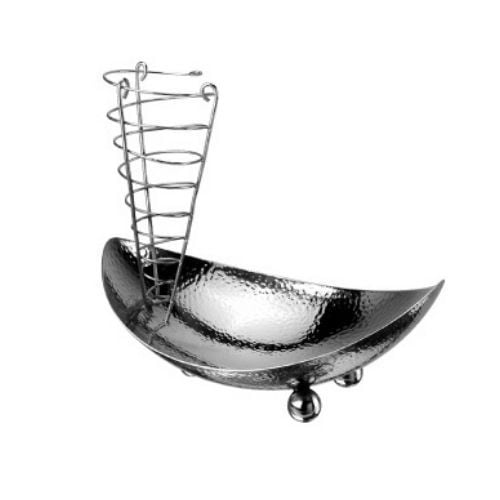 WNK Stainless Steel Bread Basket With Rack L28.5xW19.2xH24cm, Hammerd Finish