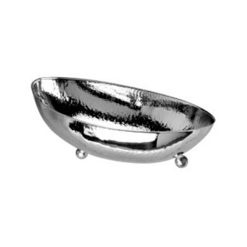 WNK Stainless Steel Oval Bowl Curved Shape L25xW16.2X(Front)H9.6Cmx(Back)H5.8cm, Hammered Finish