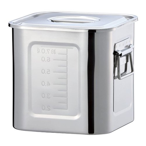 AG Stainless Steel 18-8 Square Kitchen Pot With Graduated Marking (With Handles) L30xW30xH30cm, 25L