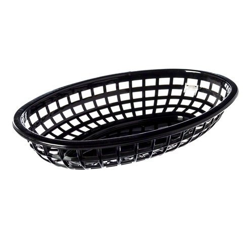 Tablecraft Plastic Oval Basket, 9.3/8x6x1 7/8", Black