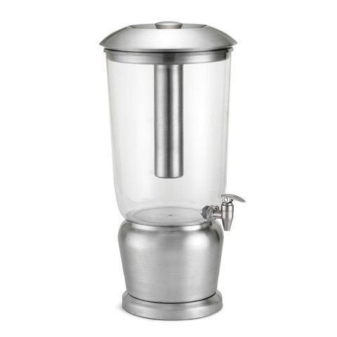 Tablecraft Stainless Steel Single Beverage Dispenser Base With Polycarbonate Container L13.25xW13.25xH21.25", 5gal