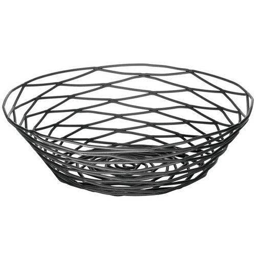 Tablecraft Artisan Powder Coated Metal Round Basket Ø8xH2", Black