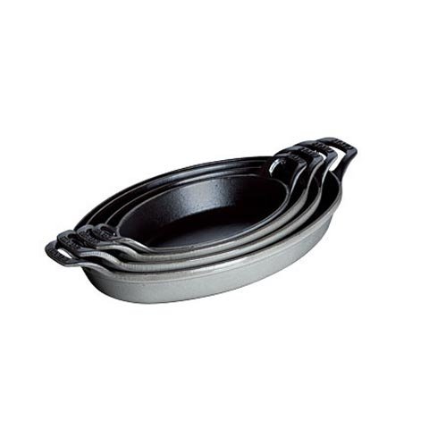 Staub Cast Iron Oval Stackable Dish, L21xW15.2xH6cm, Black