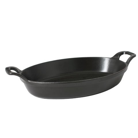 Staub Cast Iron Oval Stackable Dish, L28xW20xH7cm, Black