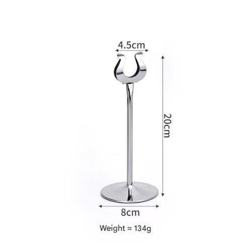 Stainless Steel U Shape Table Number Stand L4.5xH20cm, Base Ø8cm, Mirror Finishing