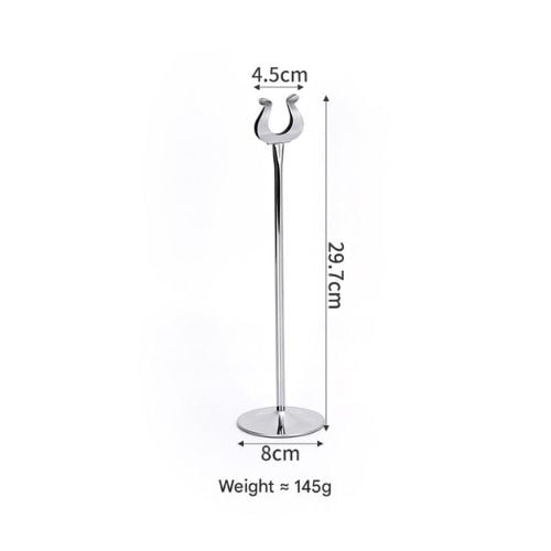 Stainless Steel U Shape Table Number Stand L4.5xH29.7cm, Base Ø8cm, Mirror Finishing