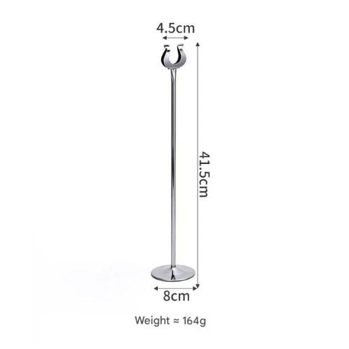 Stainless Steel U Shape Table Number Stand L4.5xH41.5cm, Base Ø8cm, Mirror Finishing