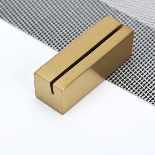 Stainless Steel Rectangular Table Number Stand L4xW2xH2cm, Gold, Matte Finishing