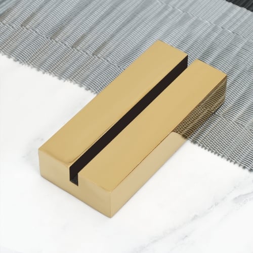 Stainless Steel Long Rectangular Menu/Card Holder L10xW4.5xH2cm, Gold, Matte Finishing