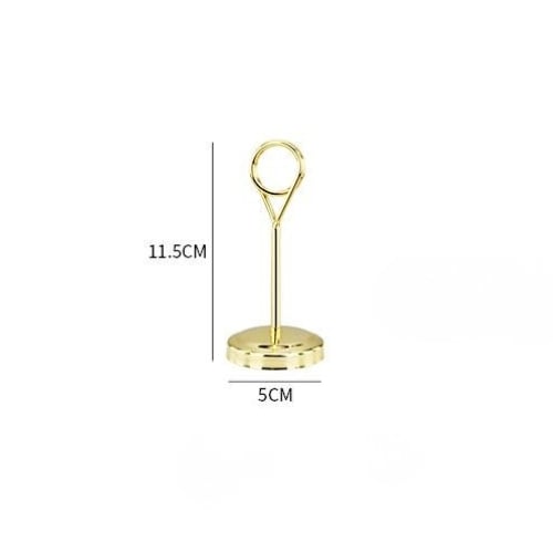 Stainless Steel Ring Shape Menu/Sign Holder Stand Ø5xH11.5cm, Gold, Mirror Finishing
