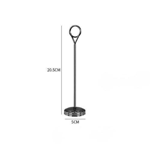 Stainless Steel Ring Shape Menu/Sign Holder Stand Ø5xH20.5cm, Black, Mirror Finishing