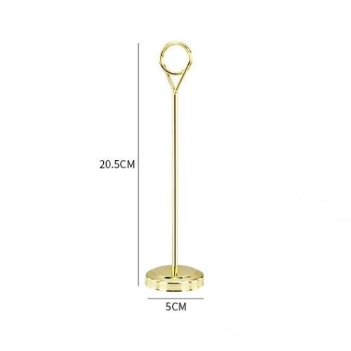 Stainless Steel Ring Shape Menu/Sign Holder Stand Ø5xH20.5cm, Gold, Mirror Finishing