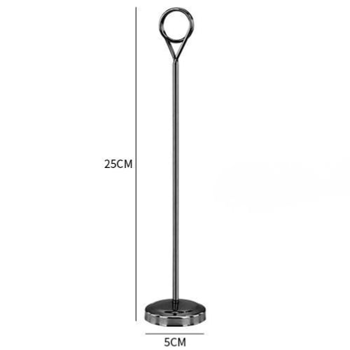 Stainless Steel Ring Shape Menu/Sign Holder Stand Ø5xH25cm, Black, Mirror Finishing