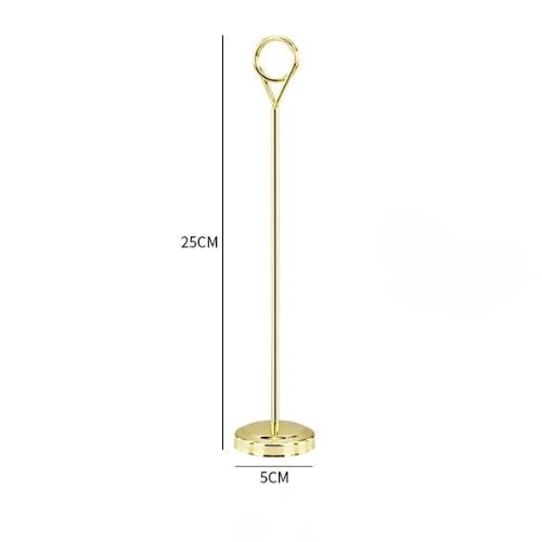 Stainless Steel Ring Shape Menu/Sign Holder Stand Ø5xH25cm, Gold, Mirror Finishing