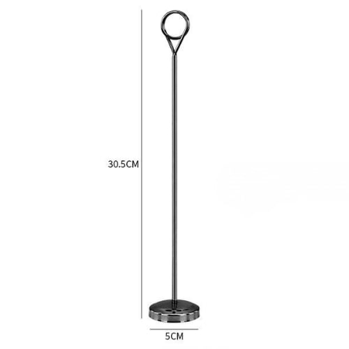 Stainless Steel Ring Shape Menu/Sign Holder Stand Ø5xH30.5cm, Black, Mirror Finishing