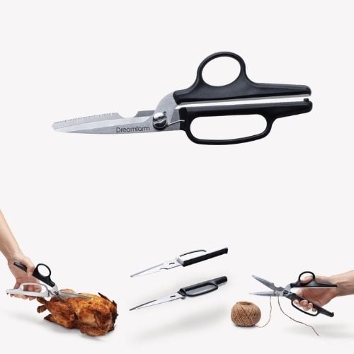 Dreamfarm Stainless Steel Bishears Scissors 2-In 1 Kitchen Shears L24xW8.5cm,Black+White