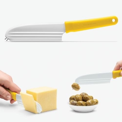 Dreamfarm Nylon Knibble Lite Cheese Knife 3-In-1 Slices, Spreads & Forks L23xW4.1cm,Yellow