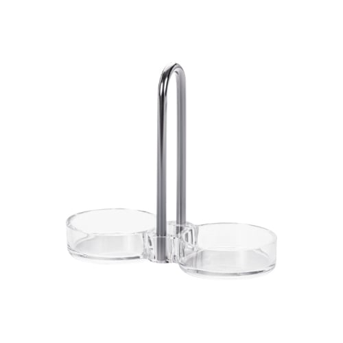 Acrylic & Stainless Steel Holder Only For Salt & Pepper Shaker L13.1xW5.7xH11.7cm, Clear