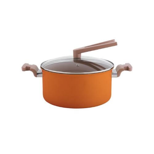 Safico Pro Aluminium Nonstick Ceramic Induction Usable Casserole With Standable Handle Ø20X10cm, 3L, Orange