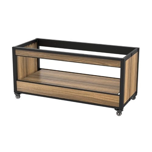 =FHA= Movendis Oak Wood Folding Buffet Station Trolley Type 1 With Open Both Fronts And Black Frame L186×W35×H97.5cm