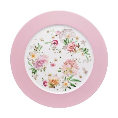 Rosenthal Porcelain Round Service Plate Ø32.9xH2.3cm, Pink Rose, Maria