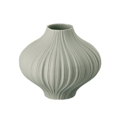 Rosenthal Porcelain Round Vase Ø8.3xH7.1cm, Lava, Plissee