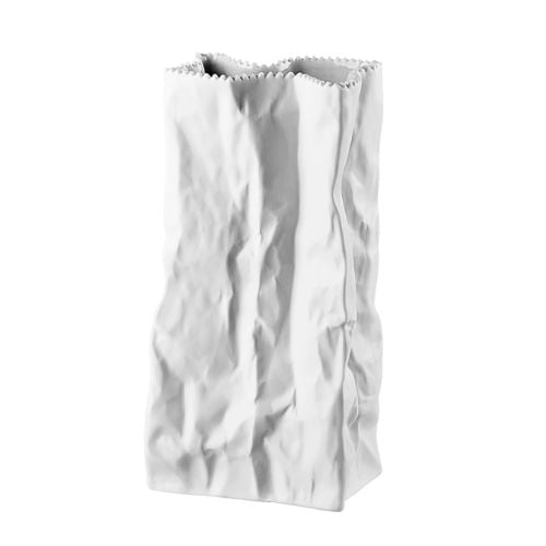 Rosenthal Porcelain Rectangle Bag Vase L10.8xW7.1xH21.9cm, Matt White