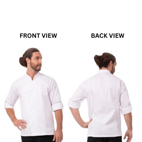 Chefworks Polycotton Long Sleeve Lansing Chef's Uniform With Snap Front Placket L