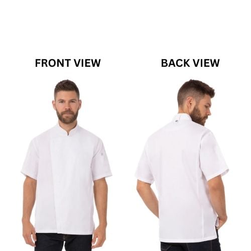 Chefworks Polycotton Short Sleeve Essential Chef's Uniform Springfield, With Single Breasted Separating Zipper M