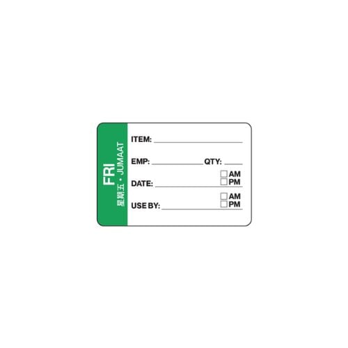 Rectangle Removable Food Rotation Label Friday L7.5xW5cm, 500Pcs/Roll, 24Rolls/Ctn