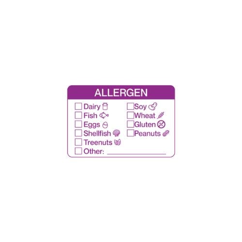 Rectangle Removable Food Label Allergen L7.5xW5cm, 500Pcs/Roll, 24Rolls/Ctn