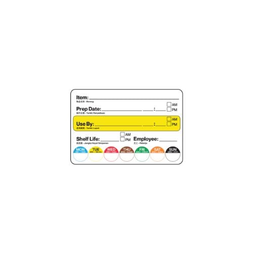 Rectangle Removable Food Rotation Label Multi-Day L7.5xW5cm, 500Pcs/Roll, 24Rolls/Ctn