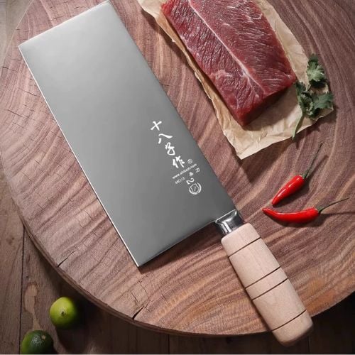 Stainless Steel Slicing Knife With Wooden Handle #2, L31.3xW9cm, Blade L20.7cm, Shibazi