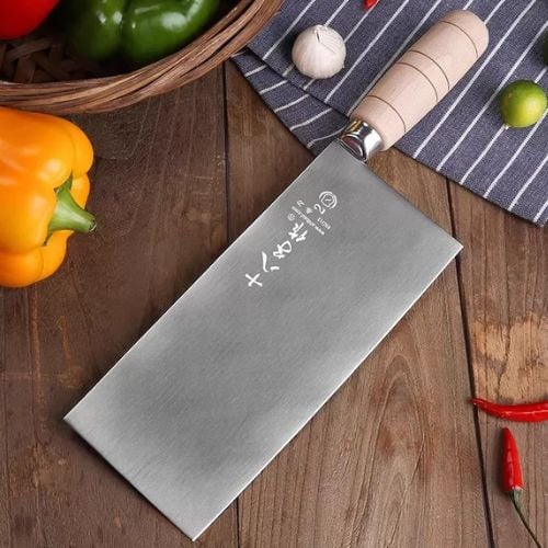Stainless Steel Slicing Knife With Wooden Handle #2, L31.3xW9cm, Blade L20.7cm, Shibazi