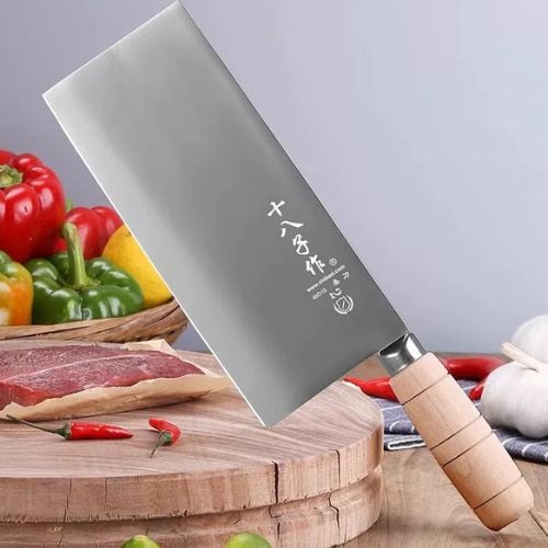 Stainless Steel Slicing Knife With Wooden Handle #2, L31.3xW9cm, Blade L20.7cm, Shibazi