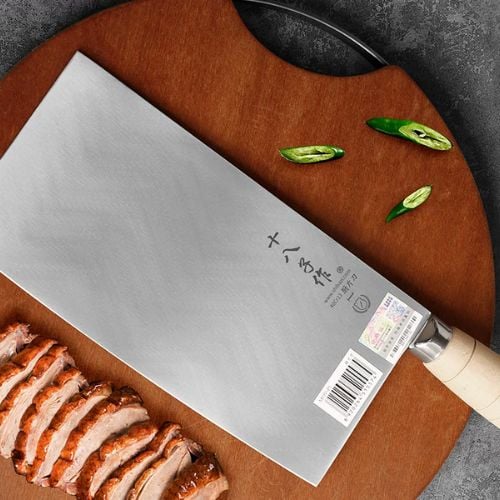 Stainless Steel Kow Kong Knife With Wooden Handle #1, L31.2xW13.3cm, Blade L20.5cm, Shibazi