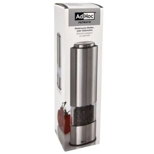 AdHoc Pepmatik Battery Operated Pepper & Salt Mill Set With Led Light Ø5xH19cm